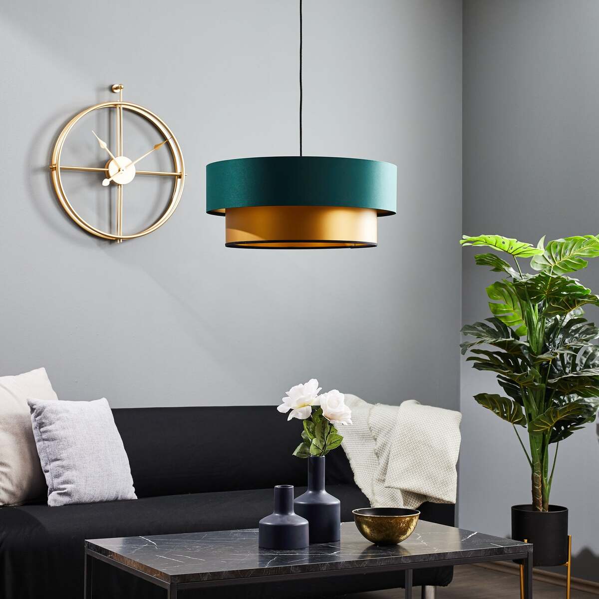 Mid-Century Pendant Light & Art Focus