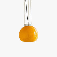 Mid-Century Pendant Light & Yellow Glass Shade