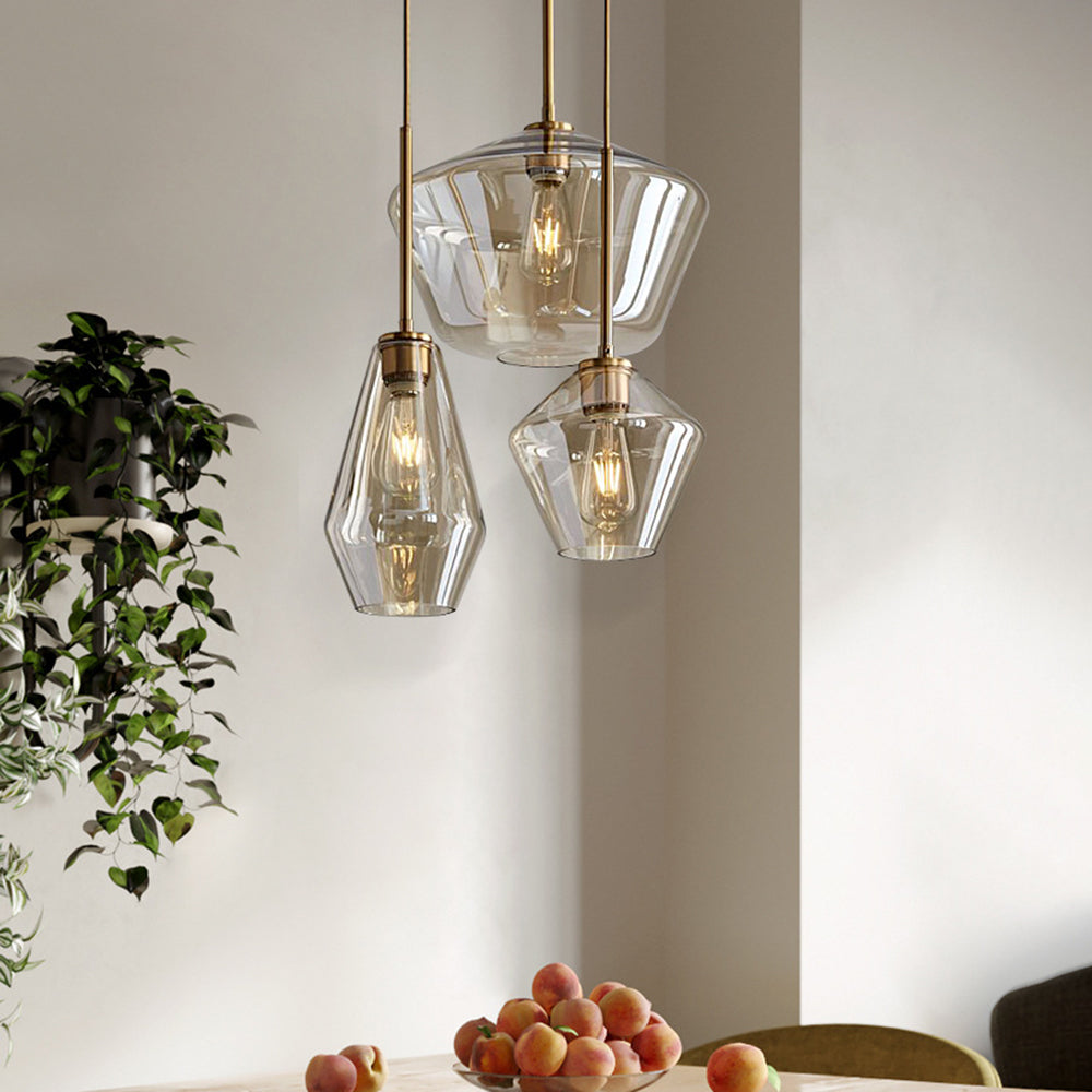 Mid-Century Pendant Light with Glass Shades