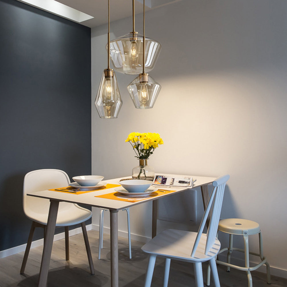 Mid-Century Pendant Light with Glass Shades