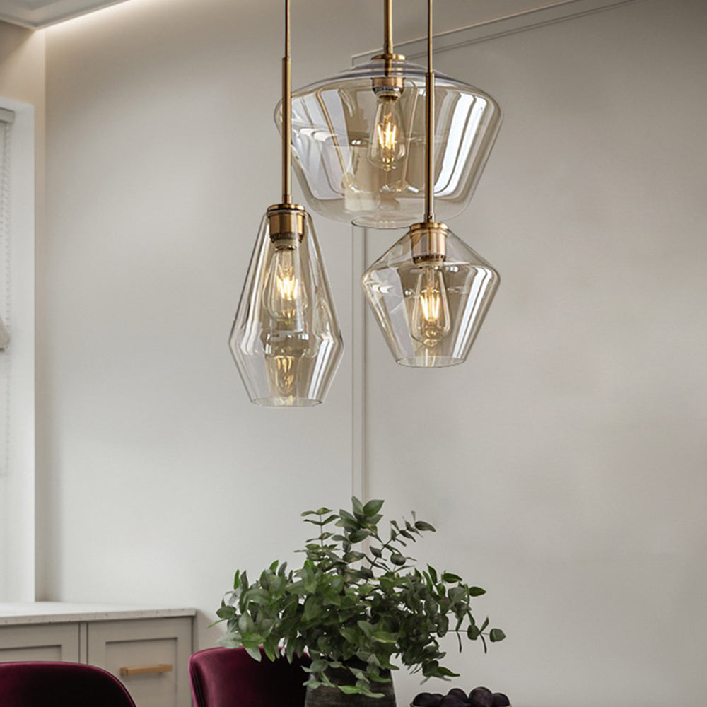 Mid-Century Pendant Light with Glass Shades