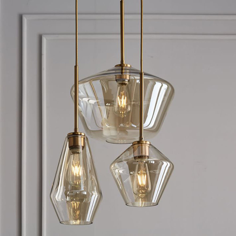 Mid-Century Pendant Light with Glass Shades
