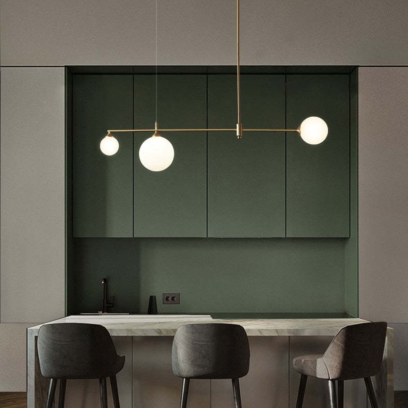 Mid-Century Pendant Light with Gold Finish
