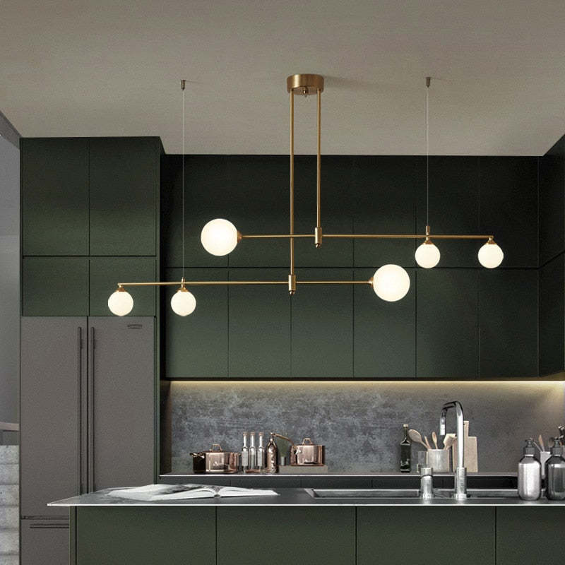 Mid-Century Pendant Light with Gold Finish