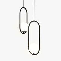 Mid-Century Pendant Light with Oval Frame
