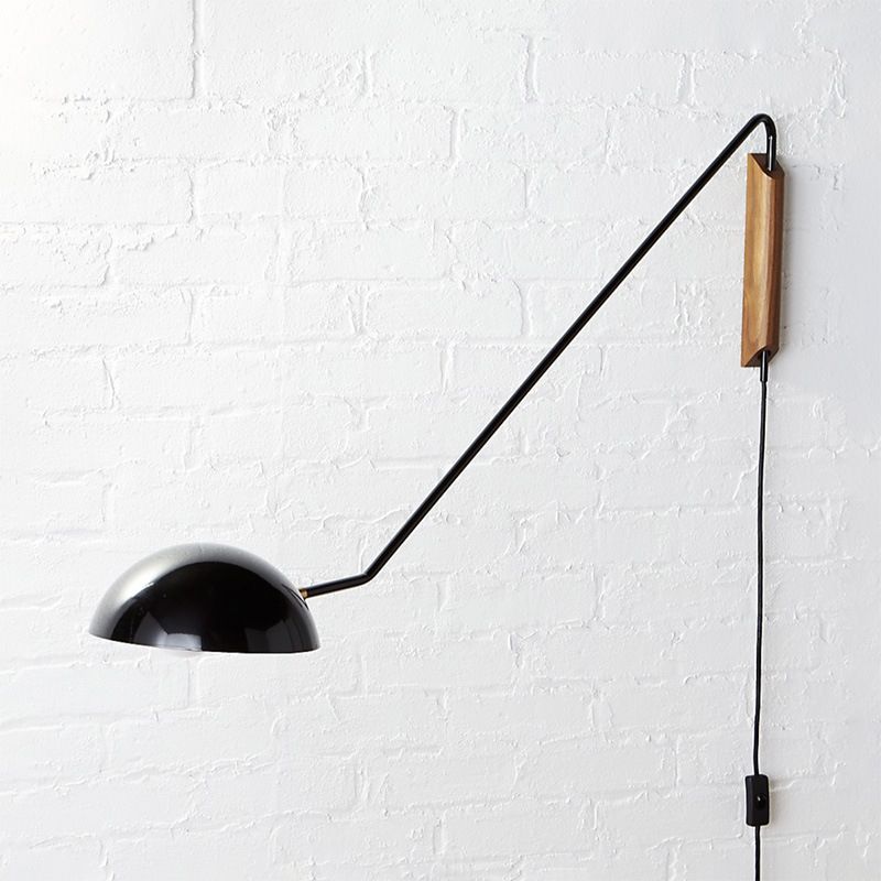 Mid-Century Swing Arm Wall Lamp in Black