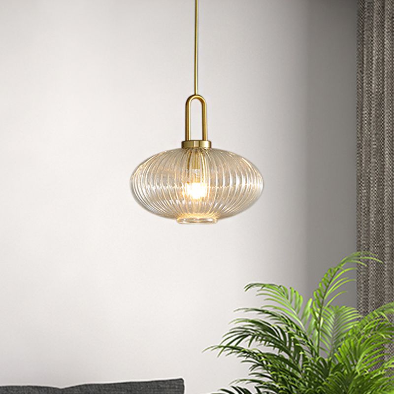 Minimalist Pendant Light with Striped Glass Shade