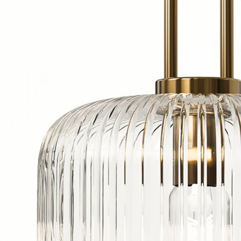 Minimalist Pendant Light with Striped Glass Shade
