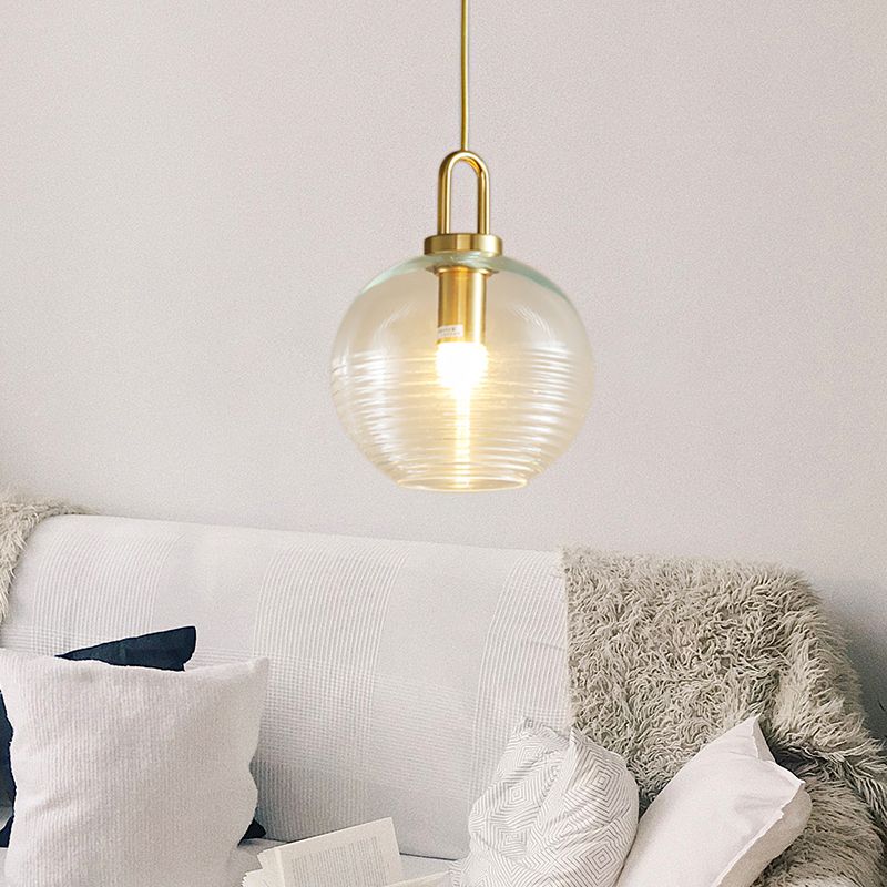 Minimalist Pendant Light with Striped Glass Shade