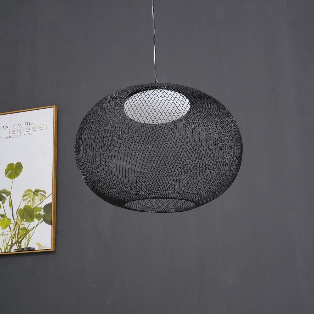 Minimalist Lattice-Designed Oval LED Pendant Light