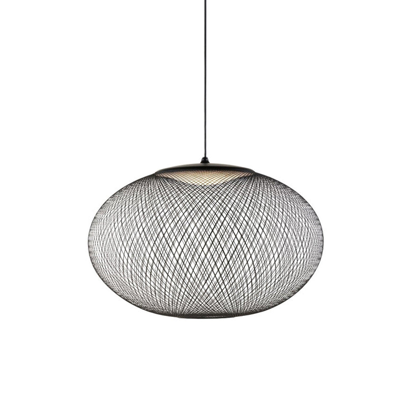 Minimalist Lattice-Designed Oval LED Pendant Light