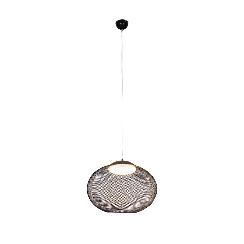 Minimalist Lattice-Designed Oval LED Pendant Light