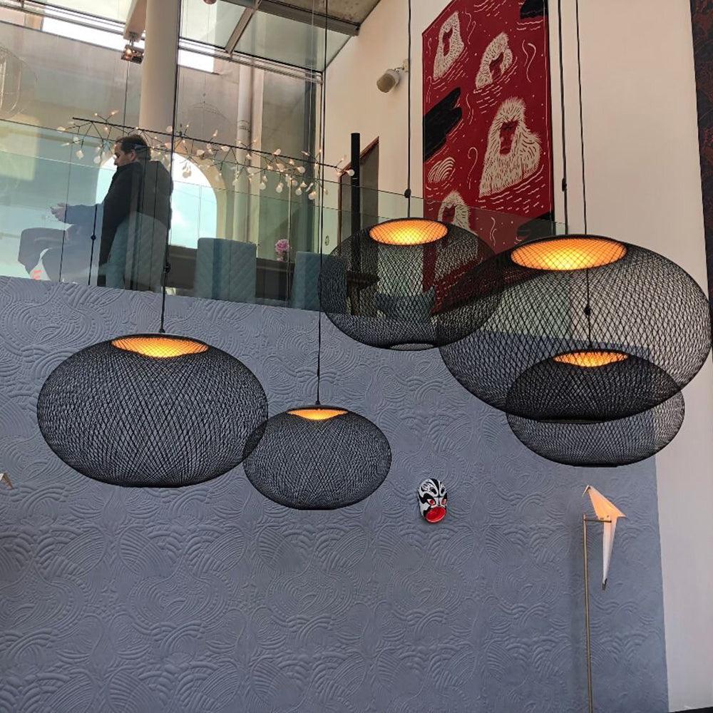 Minimalist Lattice-Designed Oval LED Pendant Light
