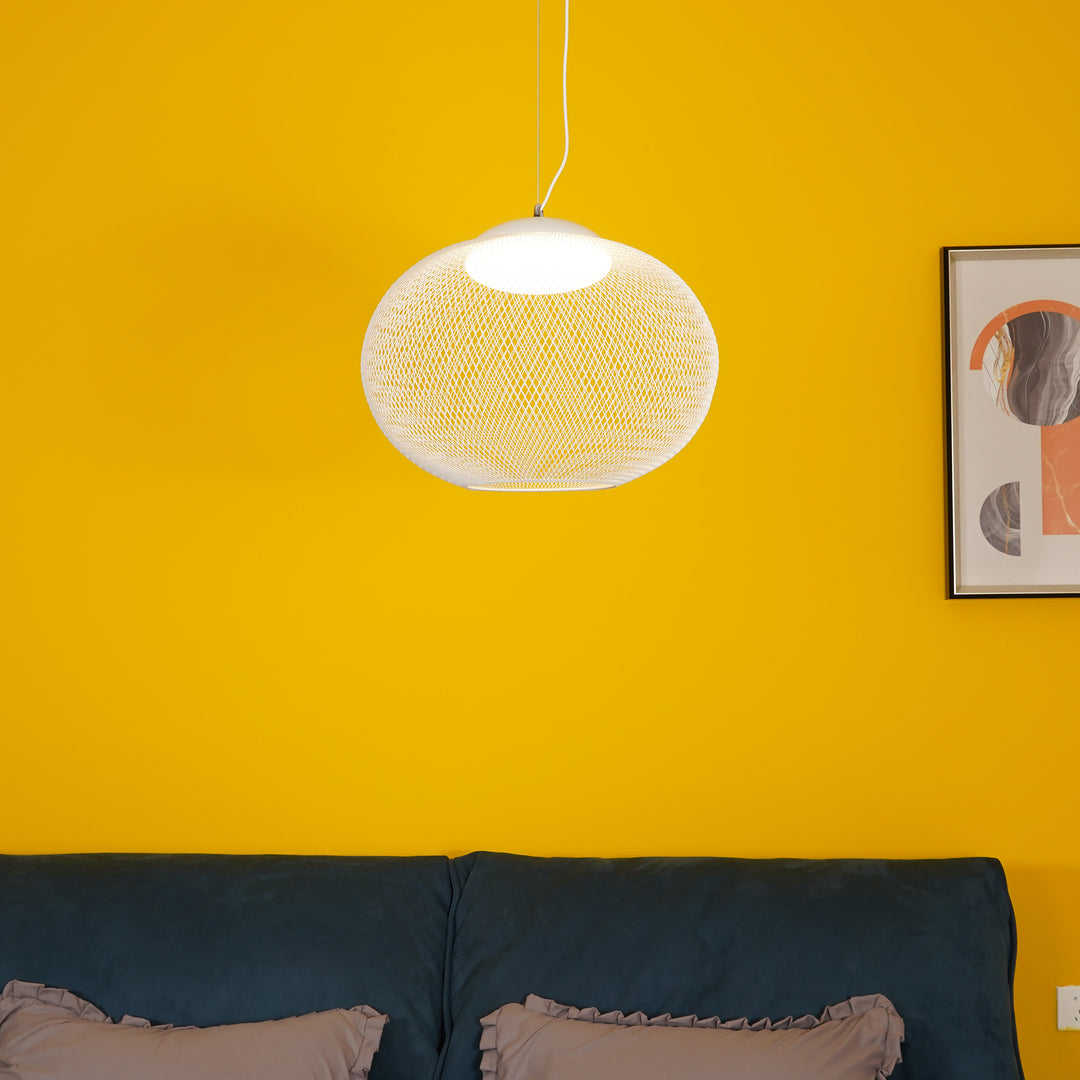 Minimalist Lattice-Designed Oval LED Pendant Light