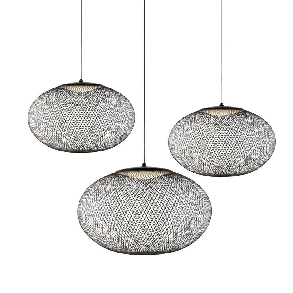 Minimalist Lattice-Designed Oval LED Pendant Light