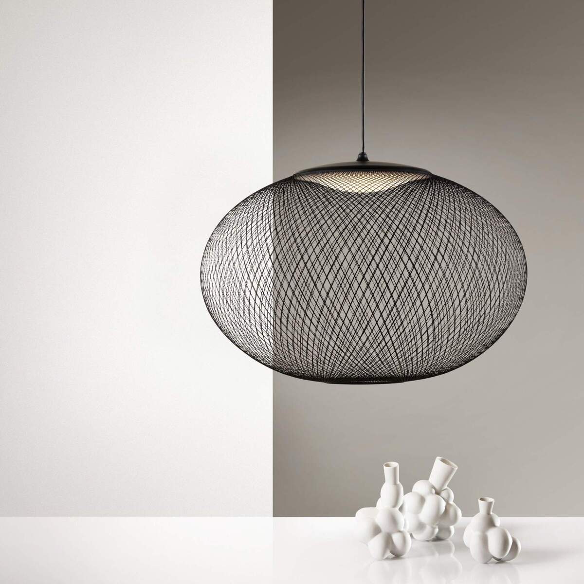 Minimalist Lattice-Designed Oval LED Pendant Light