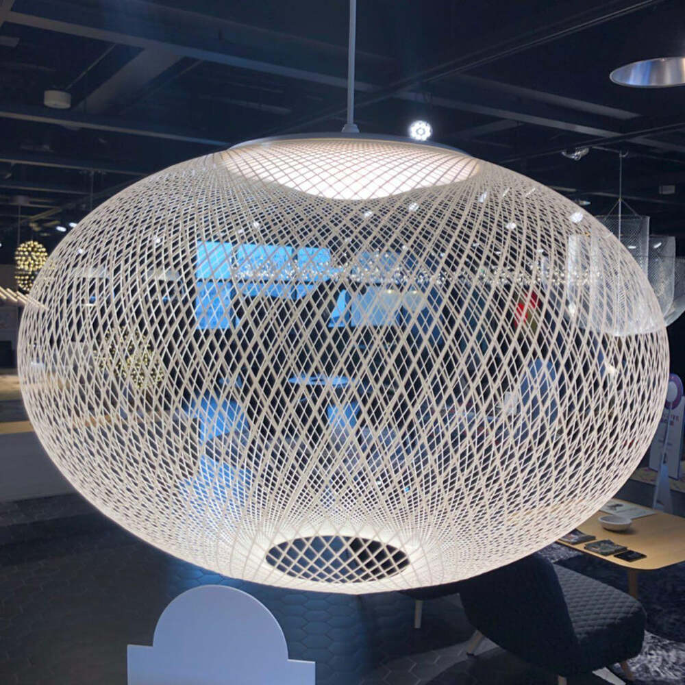 Minimalist Lattice-Designed Oval LED Pendant Light
