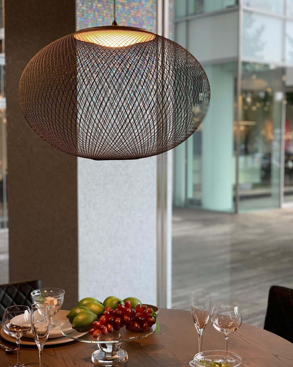 Minimalist Lattice-Designed Oval LED Pendant Light