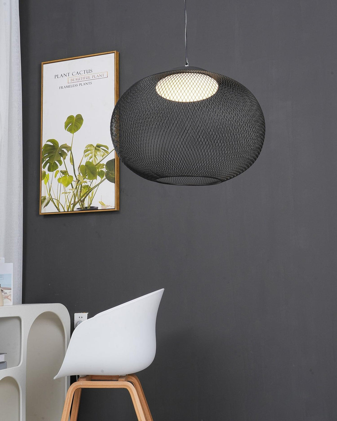 Minimalist Lattice-Designed Oval LED Pendant Light