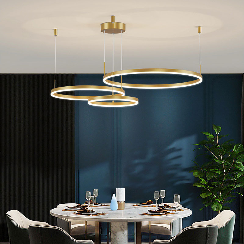 Minimalist Tiered Multi-Ringed LED Chandelier