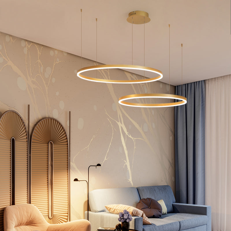 Minimalist Tiered Multi-Ringed LED Chandelier