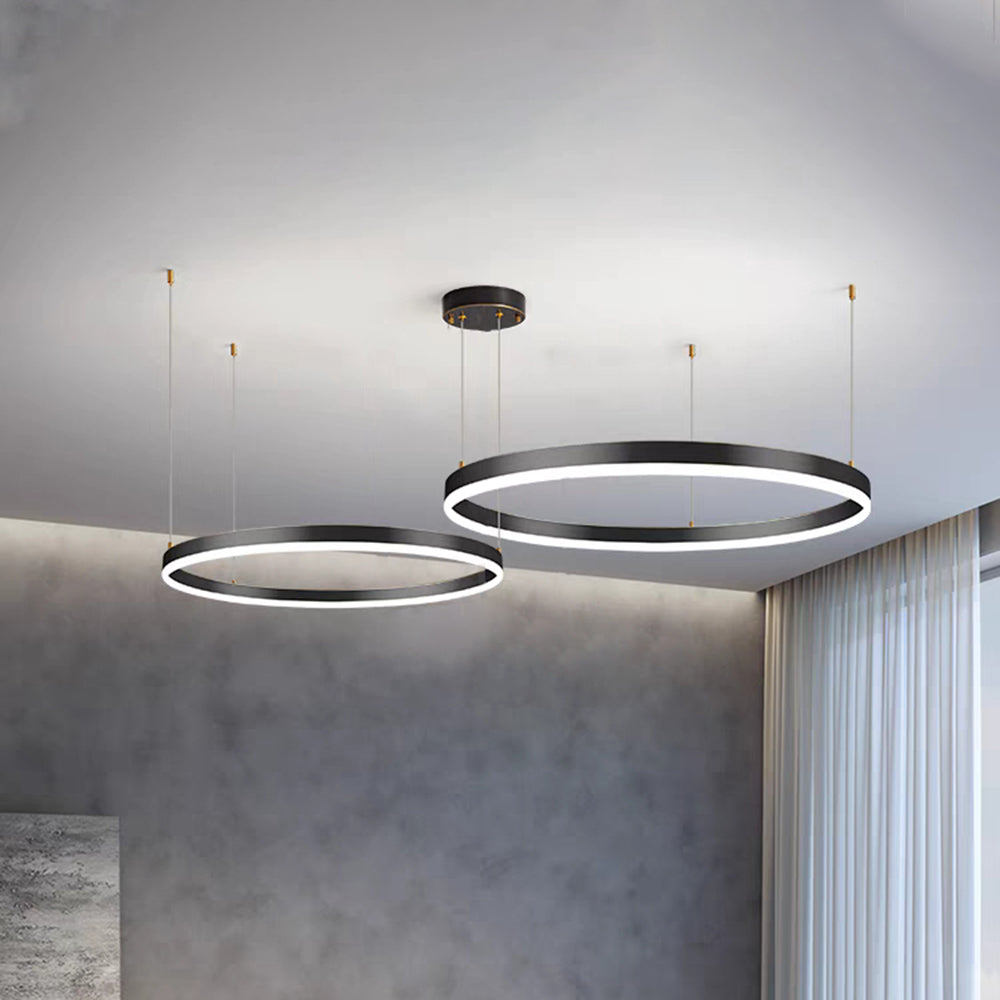 Minimalist Tiered Multi-Ringed LED Chandelier
