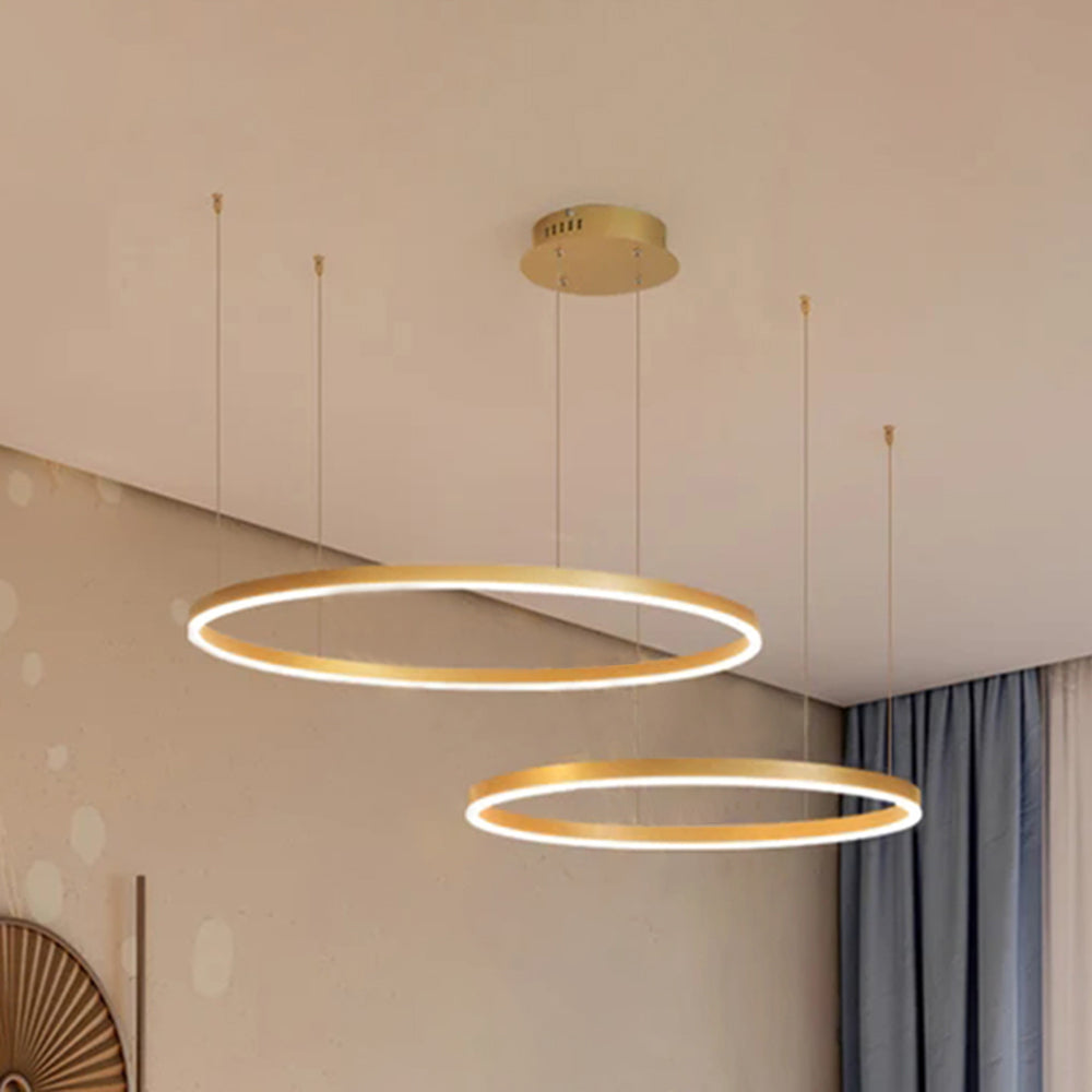 Minimalist Tiered Multi-Ringed LED Chandelier