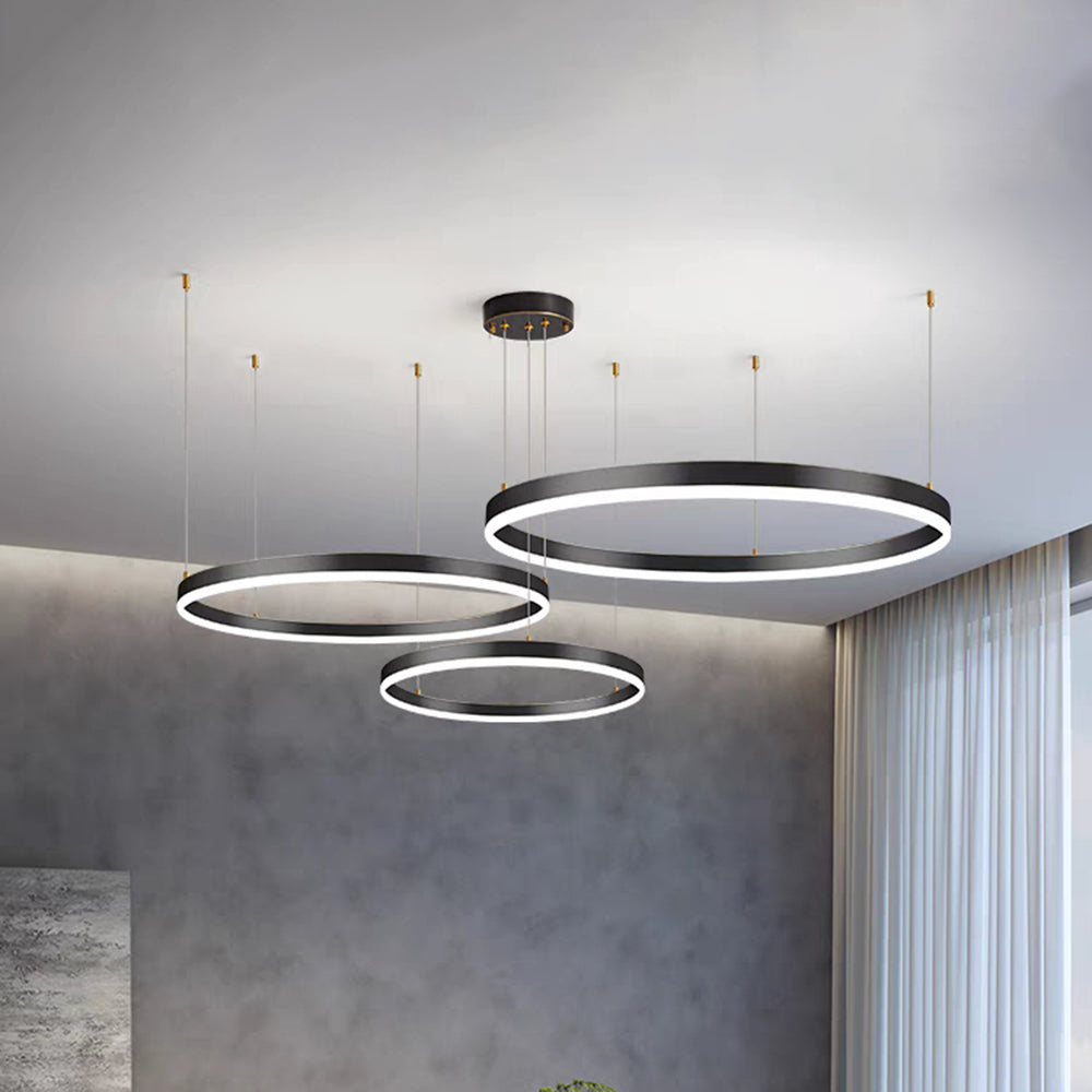 Minimalist Tiered Multi-Ringed LED Chandelier