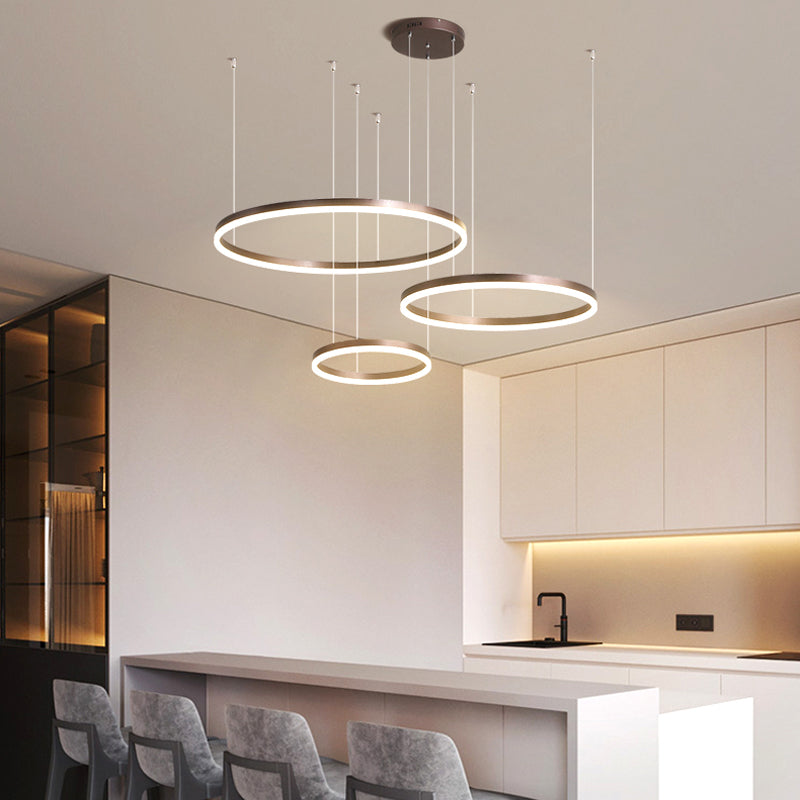 Minimalist Tiered Multi-Ringed LED Chandelier