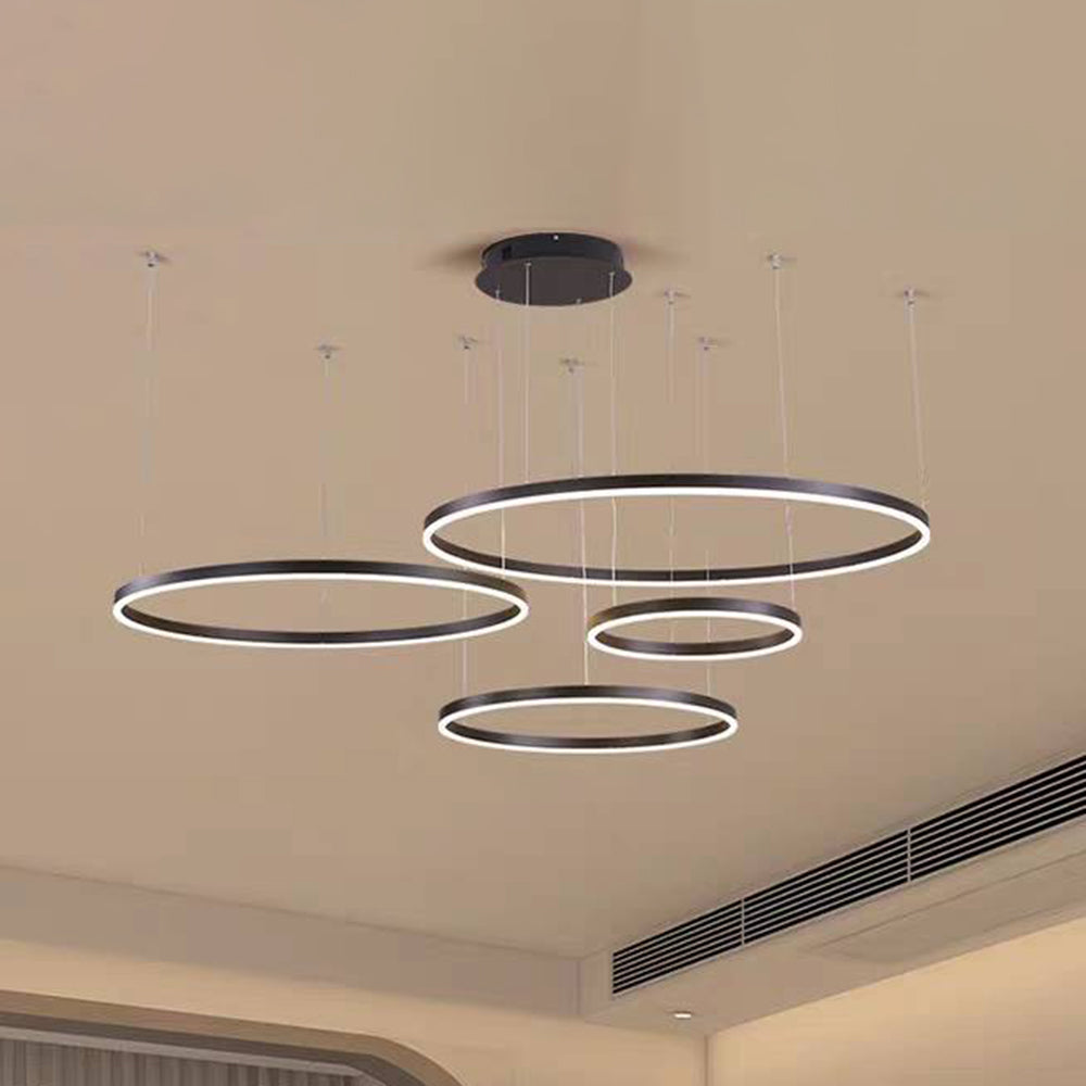 Minimalist Tiered Multi-Ringed LED Chandelier