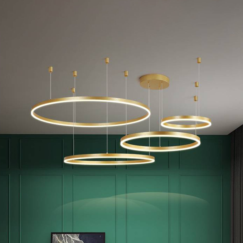 Minimalist Tiered Multi-Ringed LED Chandelier
