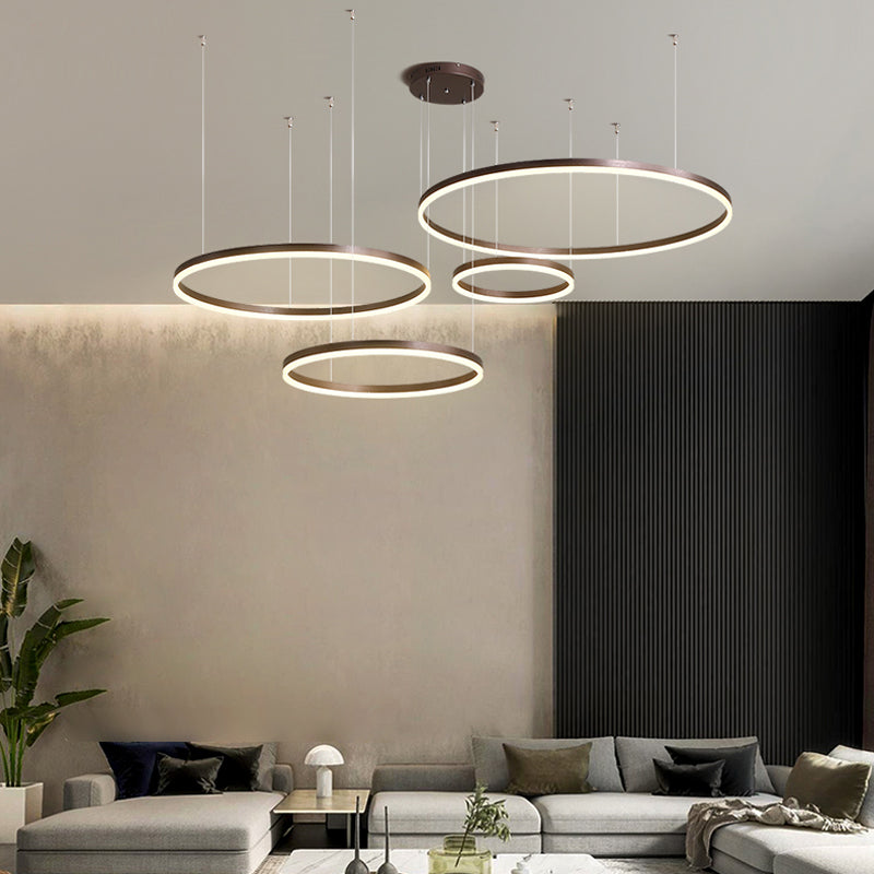 Minimalist Tiered Multi-Ringed LED Chandelier