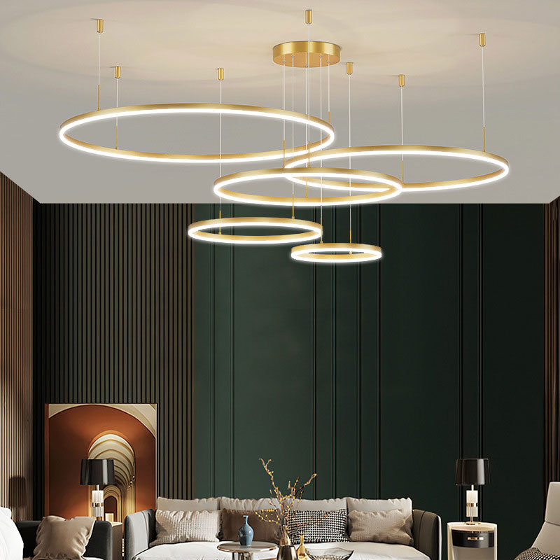 Minimalist Tiered Multi-Ringed LED Chandelier