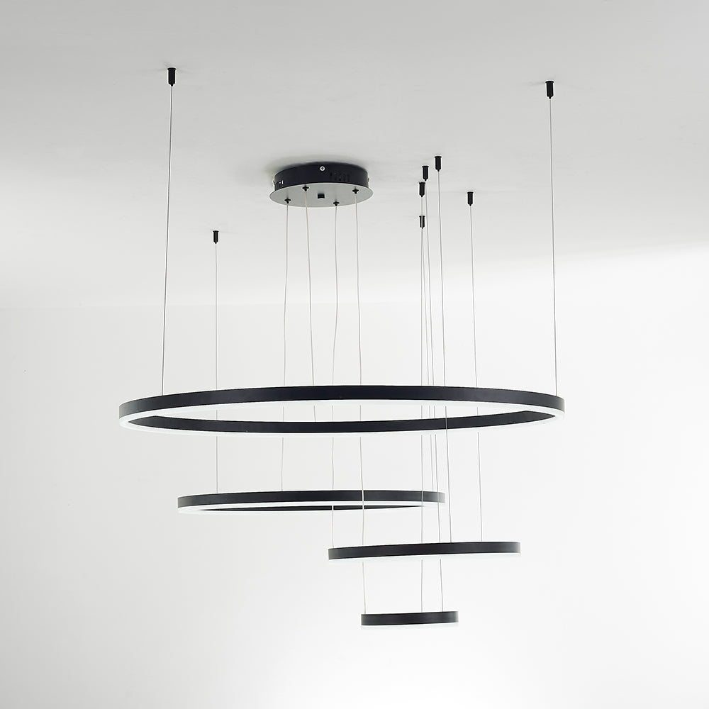 Minimalist Tiered Multi-Ringed LED Chandelier