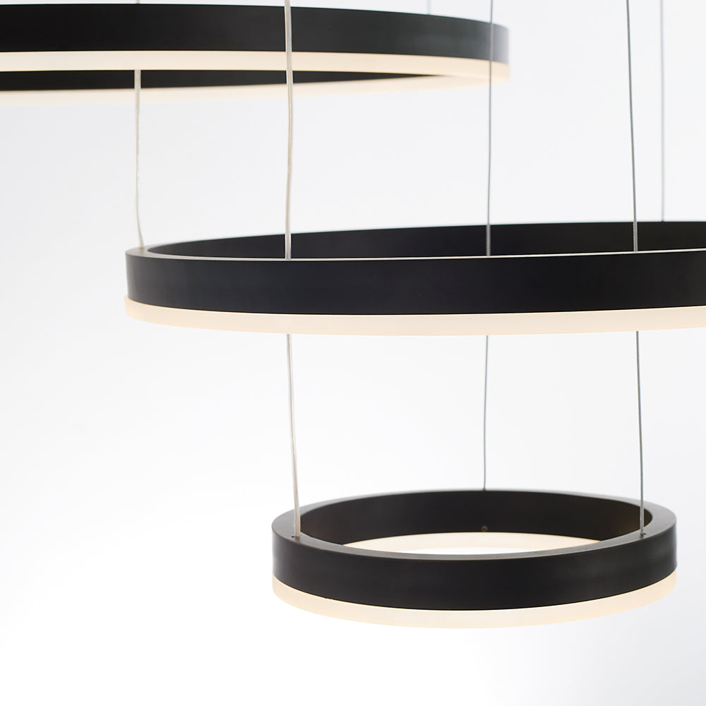Minimalist Tiered Multi-Ringed LED Chandelier