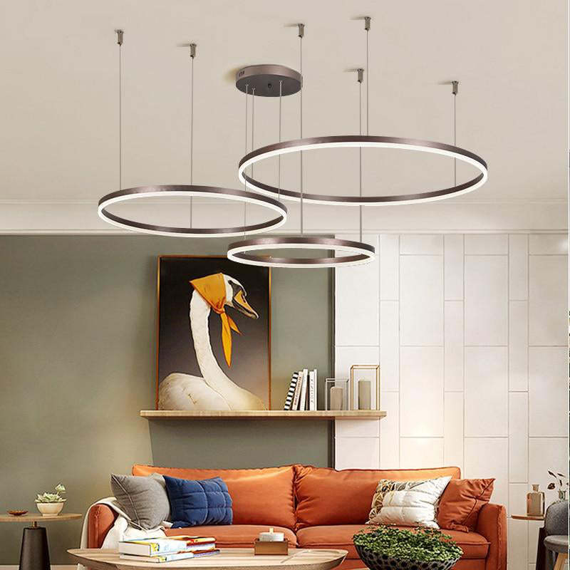 Minimalist Tiered Multi-Ringed LED Chandelier