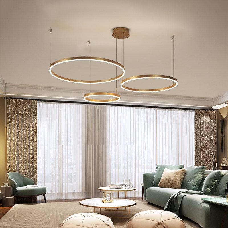Minimalist Tiered Multi-Ringed LED Chandelier