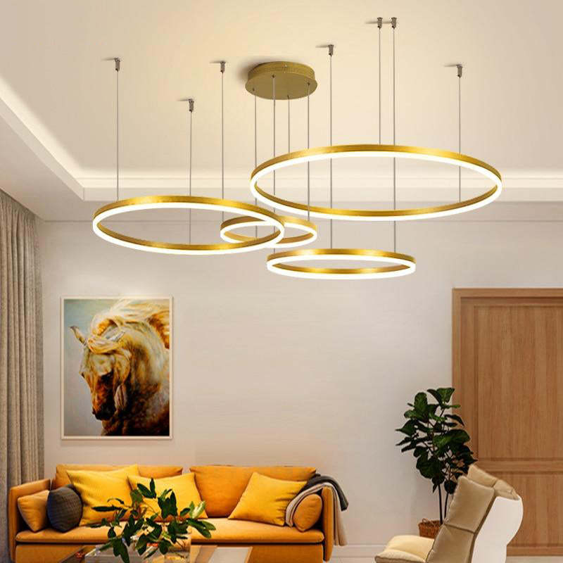 Minimalist Tiered Multi-Ringed LED Chandelier