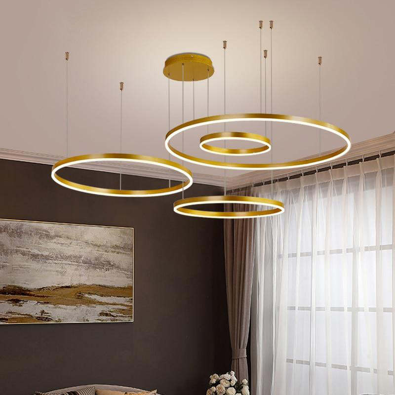Minimalist Tiered Multi-Ringed LED Chandelier
