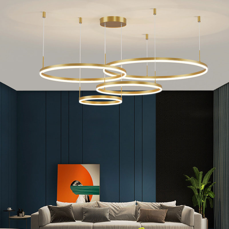 Minimalist Tiered Multi-Ringed LED Chandelier