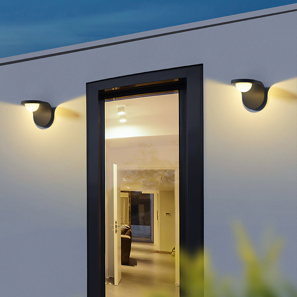 Modern Arc Solar or Hardwired Outdoor Wall Lamp with Waterproof Design