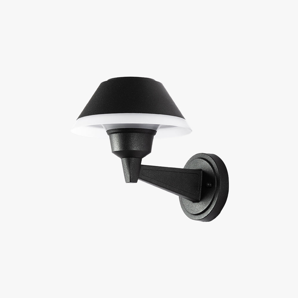 Modern bowl-shaped metal outdoor wall lamp with a black finish and soft LED lighting. Weatherproof, energy-efficient, and perfect for gardens, patios, and outdoor seating areas.