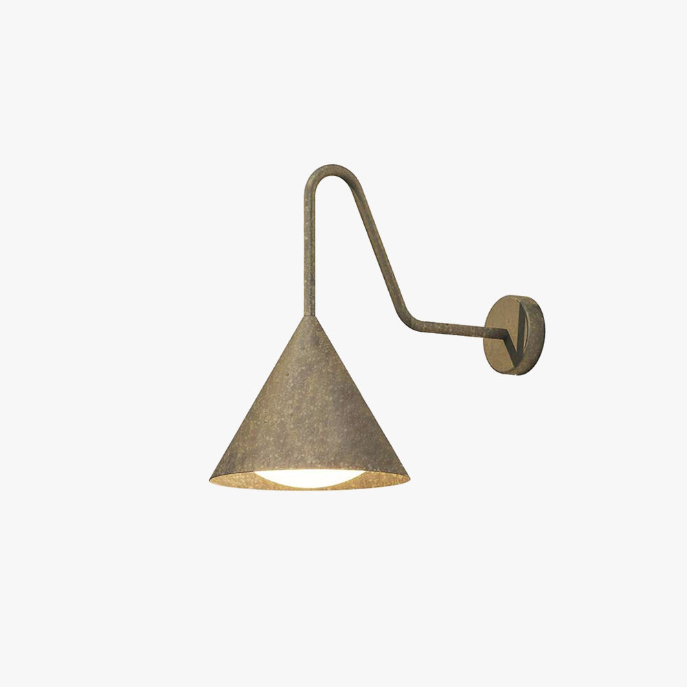 Modern cone-shaped outdoor wall lamp in black or gold finish. Waterproof and durable, ideal for patios, gardens, porches, and villa entrances. Stylish and minimalist design.