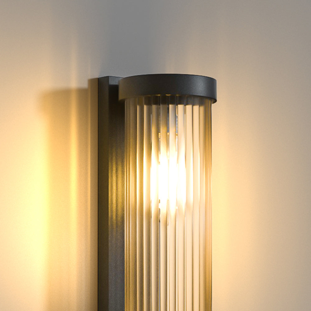 Modern Cylindrical Metal Glass Outdoor Wall Lamp with Waterproof Design