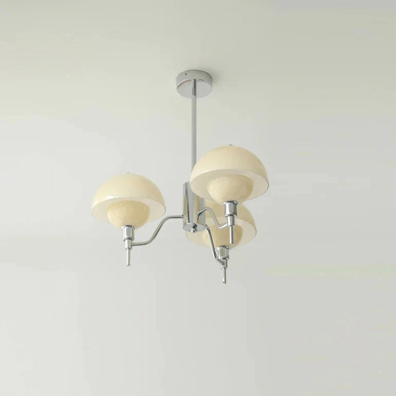 Mid-Century Modern Glass & Metal Chandelier