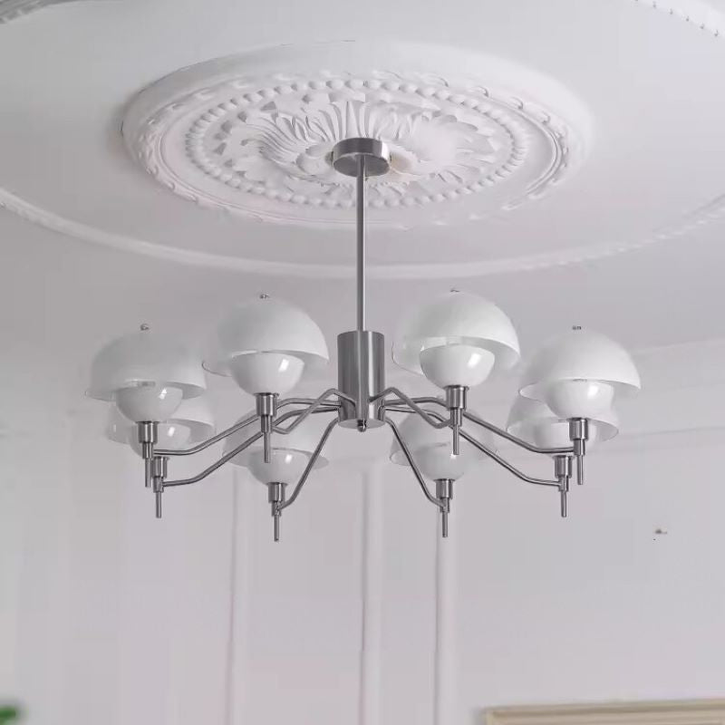 Mid-Century Modern Glass & Metal Chandelier
