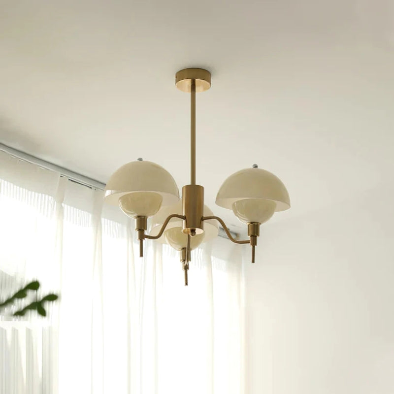 Mid-Century Modern Glass & Metal Chandelier
