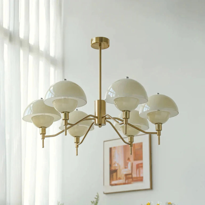 Mid-Century Modern Glass & Metal Chandelier