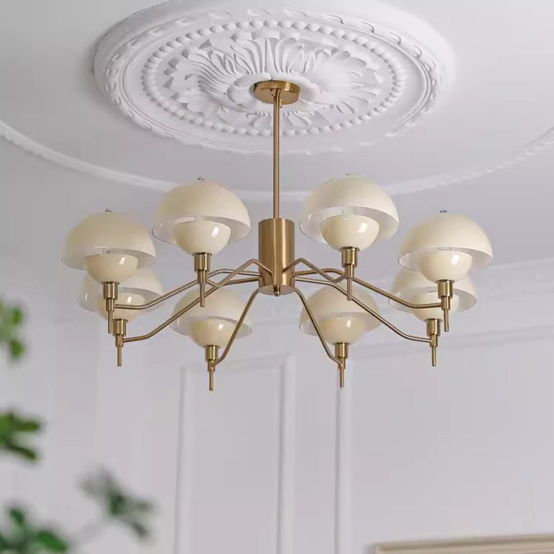 Mid-Century Modern Glass & Metal Chandelier