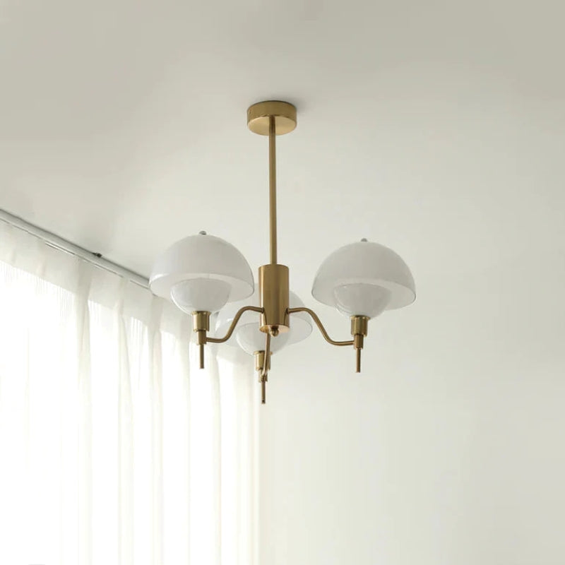 Mid-Century Modern Glass & Metal Chandelier